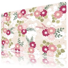 Pink Floral Mouse Pad Plant Green Leaf Mouse Pad for Keyboard and Desk Mat picture