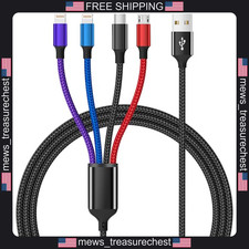 Dual IP 4 in 1 Multi Charging Cable 5FT Nylon Braided USB Charger Cord picture
