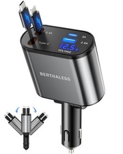 Retractable Car Charger,4 in 1 Fast Charging Car Charger with USB-C & USB-A picture