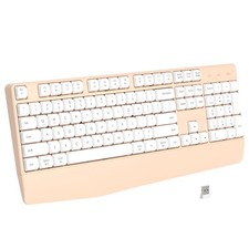 Links9+ Ergonomic Wireless Bluetooth Keyboard with Wrist Rest(Milk Milk Tea picture