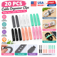 20PCS Silicone Cable Organizer Clips Wire Cord Holder Charger Earphone Ties picture