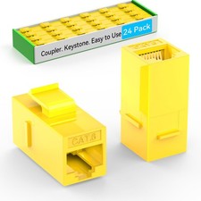 Sokqovt CAT6 RJ45 Keystone Coupler (24 Pack), Cat6 Jack Yellow  picture