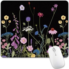Black Floral Mouse Pad Flower Mousepad Purple Colorful Medium, flower black  picture