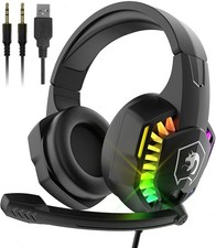 Gaming Headset LED Headphones USB Wired for PC Laptop PS4 Computer MAC With mic picture