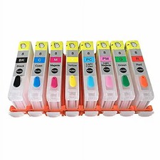 Empty Refillable CLI-8 Ink Cartridges with ARC Chips 8-Pack for Canon Printer picture