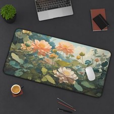 Flower Desk Mat, Floral Desk Mat, Aesthetic Decor,  XL Anti Slip Gaming Desk Mat picture