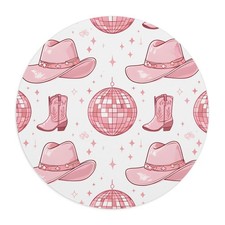 Pink Cowboy Hat Disco Ball Pattern Mouse Pad | Western Cowgirl Office Desk Mat picture
