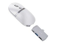 ProtoArc 2-in-1 Travel Hub Mouse - Modular HubMouse with Customized Hub - White picture
