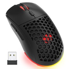 Wireless Lightweight Gaming Mouse Honeycomb with 7 Button Multi RGB Black picture