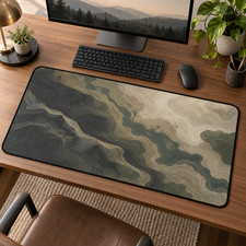 Topographic Desk Mat, Earth Tone Mouse Pad, Mountain Map Gaming Desk Decor picture