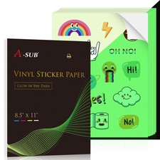 A-SUB Glow in the Dark Printable Vinyl Sticker Paper 8.5x11 picture