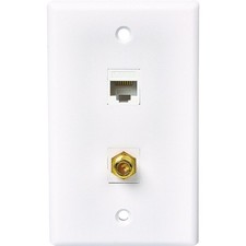 RCA White Flush Mount Plastic CAT 5E/6 Data & Coax Wall Jack TPH567R RCA TPH567R picture