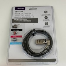 Targus Defcon Universal 3-in-1 Cable Lock Laptop / Notebook Lock New Sealed picture
