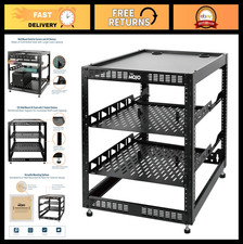 12U Open Frame Network Rack for IT & AV Gear - Floor/Wall Mount, 2x 1U Shelves picture