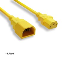 LOT 10pcs Yellow 6ft 18AWG Color Power Cable IEC60320 C13 to IEC320 C14 10A/250V picture
