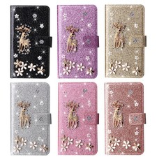 Flip Diamond Elk Deer Card Wallet Cover Case For A16 A57 A56 A55 A54 A34 A15 A37 picture