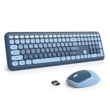 Cute Colorful Keyboard and Wireless Silent, Full-Size Typewriter Wireless Qui... picture