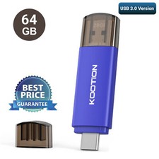 TOPESEL USB3.0 64GB USB Type-C and USB-A Flash Drive Pen Drive Memory Stick Blue picture