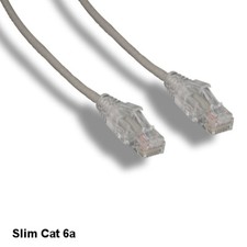 Kentek Gray 15' Slim Mini Cat 6a Patch Cable 28 AWG UTP Twisted Pair Bare Copper picture