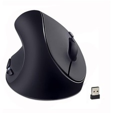 Black Left-Handed Vertical Mouse, 2.4GHz, Ergonomic, 800-1600 DPI, USB, Wireless picture