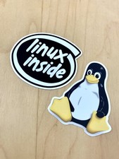 2 PCS Linux Inside Tux Penguin Vinyl Sticker Open Source Programming Decal 3” in picture