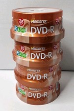 Lot of 4 [25 Packs] - Memorex Recordable DVD-R [8x/4.7gb/120 Min] - New/Sealed picture