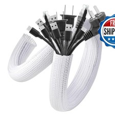 AGPTEK Cable Management Sleeve 2 Pack 5ft 1.8 inch White picture