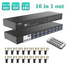 MT-VIKI 16 Port VGA KVM Switch Fit 1U 19''Rack Console Included 16 KVM Cables picture