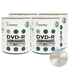 400 Smartbuy 16X DVD-R 4.7GB Silver Inkjet Printable Blank Recording Disc picture
