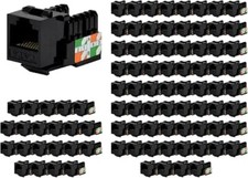 Logico KJ6224 8P8C Keystone Jack Cat6 Black Network Ethernet 110 Punchdown 100pc picture