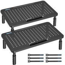 BONTEC Monitor Stand 2 Pack Height Adjustable Metal Riser with 2 Pack, Black picture