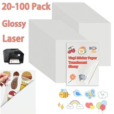 20-100 A4 Printable Vinyl Sticker Paper 8.5x11 Self Adhesive DIY Decal For Laser picture