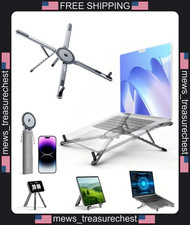 Adjustable Laptop Stand with Magnetic Phone Mount, Aluminum, 8-Levels picture