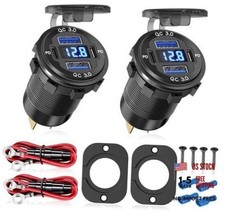 2Pcs 12V/24V Outlet with Voltmeter, Quick Charge 3.0 Dual USB Power Outlet, picture