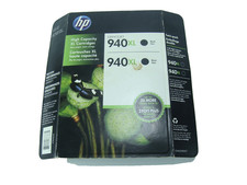 Twin Pack Genuine HP Hewlett Packard Officejet Ink Black 940XL New 3/2017 Sealed picture