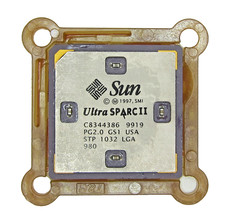 Vintage Collectable Sun UltraSPARC II STP 1032 LGA PG2.0 GS1 Ceramic Gold CPU picture