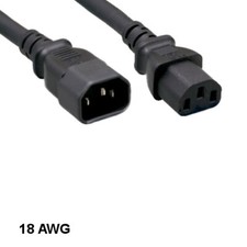 10PCS 10' Black Standard Power Extension Cord IEC-60320 C13/C14 18AWG 10A/250V picture