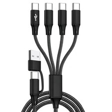 Multi Charge Cable 4FT 4 in 2 Quad USB C Ports Type C Charging Splitter Black picture
