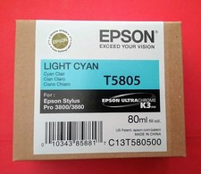 07-2012 NIB Genuine Epson T5805 Light Cyan K3 80ml Ink Stylus 3800/3880 T580500 picture