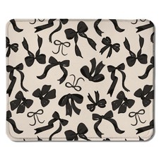 Coquette Black Bow Mouse Pad Cute Preppy Girly Ribbon Desk 9.5x7.9 Inch picture