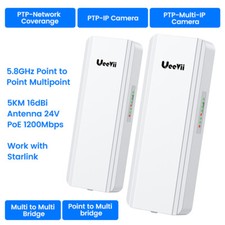 2pack Wireless WiFi Bridge Gigabit 5KM Point to Point Network Expansion 1200Mbps picture