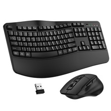Ergonomic 2.4G Wireless Keyboard and Mouse Combo  Sleek Black Wave Design picture