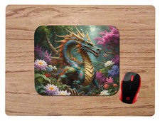 DRAGON IN FLOWER GARDEN MOUSE PAD DESK MAT HOME OFFICE GR8 GIFT picture