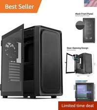 Stylish Black ATX Mid Tower PC Case - Supports 50 Series GPU & Enhanced Cooling picture