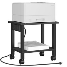 2 Tier Rolling Printer Cart Stand with Power Outlets USB Ports Under Desk picture