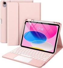 Harvopu iPad 11th A16 10th Gen Keyboard Case Backlit Trackpad Pencil Pink picture