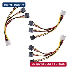 3 Pack 4Pin Molex to 3X Sata 15Pin Splitter Connector Power Supply Cable Adapter picture