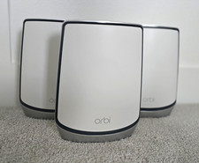 Netgear Orbi AX6000 Mesh WiFi6 System RBR840 + RBS840 3‑Pack TRI-Band - 8000sqft picture