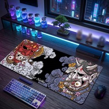 Japanese Demon Masks Theme Custom Name Mouse Pad Personalized Printed Desk Mat picture