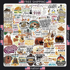 50 Pcs Waterproof Country Music Vinyl Stickers for Laptop, Water Bottles & More picture